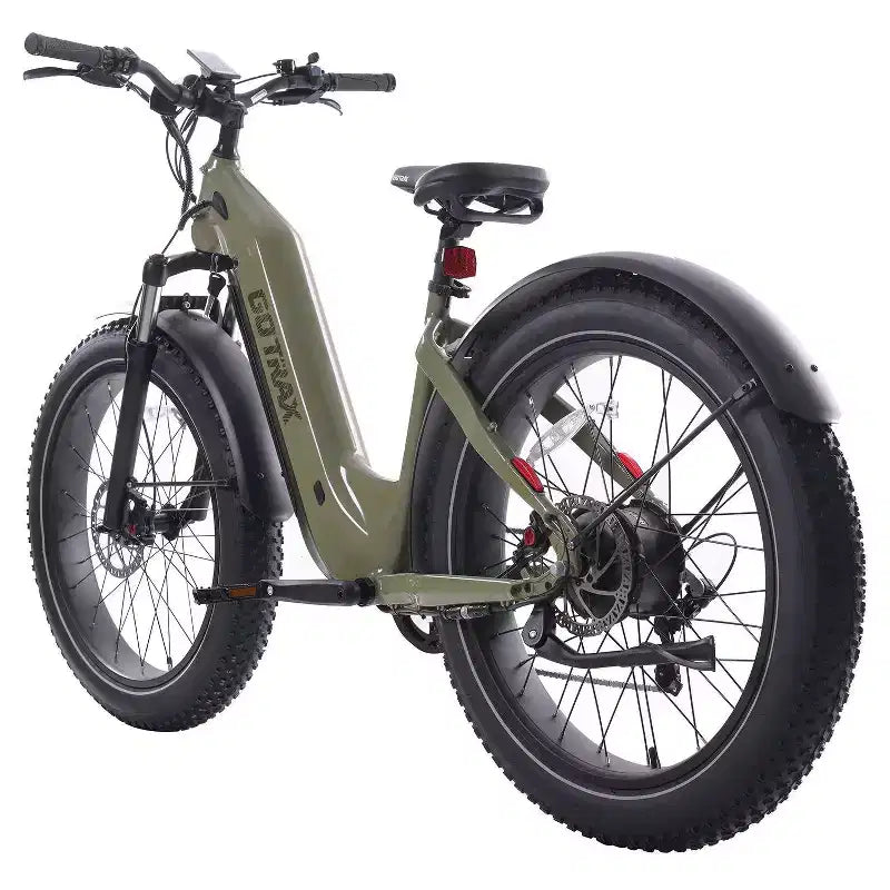 Vélo électrique hybride à pneus larges 26 pouces GOTRAX pour adulte à cadre ouvert - Vert