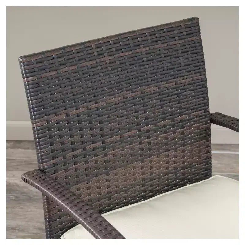 Ensemble de salle à manger Anthony 7 pièces : résine tressée d'extérieur, cadre en fer, 6 fauteuils avec coussins – Christopher Knight Home