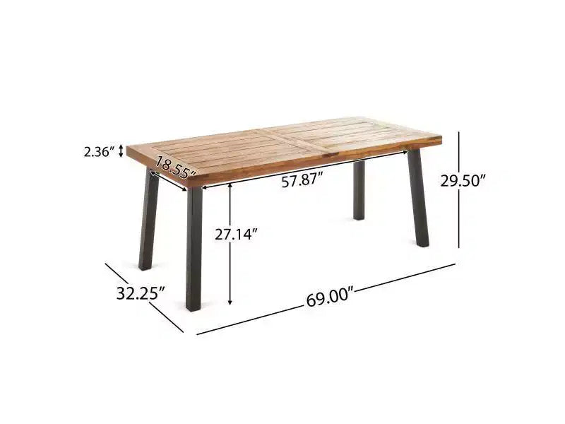 Ensemble de salle à manger rectangulaire 7 pièces en osier et bois tout temps Bavaro - Marron/Crème - Christopher Knight Home : Acier galvanisé, coussins en polyester