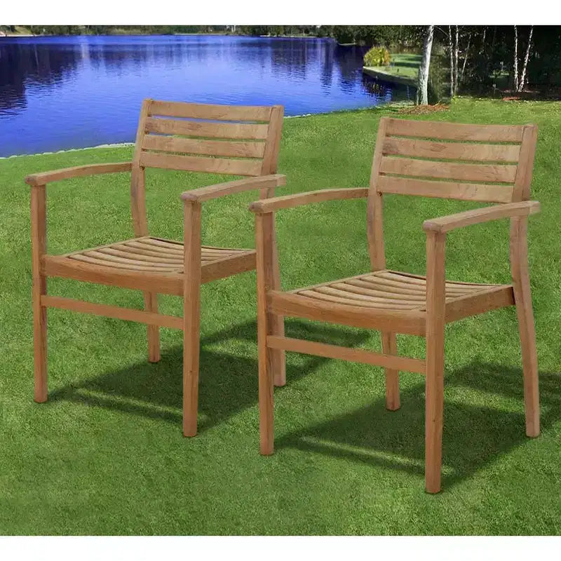 Ensemble de salle à manger de patio 7 pièces Lina - International Home Miami : Bois d'eucalyptus, boulons en acier galvanisé, résistant à l'eau et aux UV