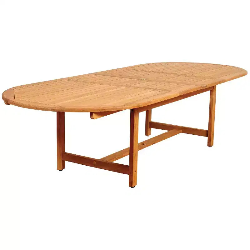 Ensemble de salle à manger d'extérieur ovale extensible double Noah 9 pièces en teck et osier - International Home Miami : Résistant aux intempéries