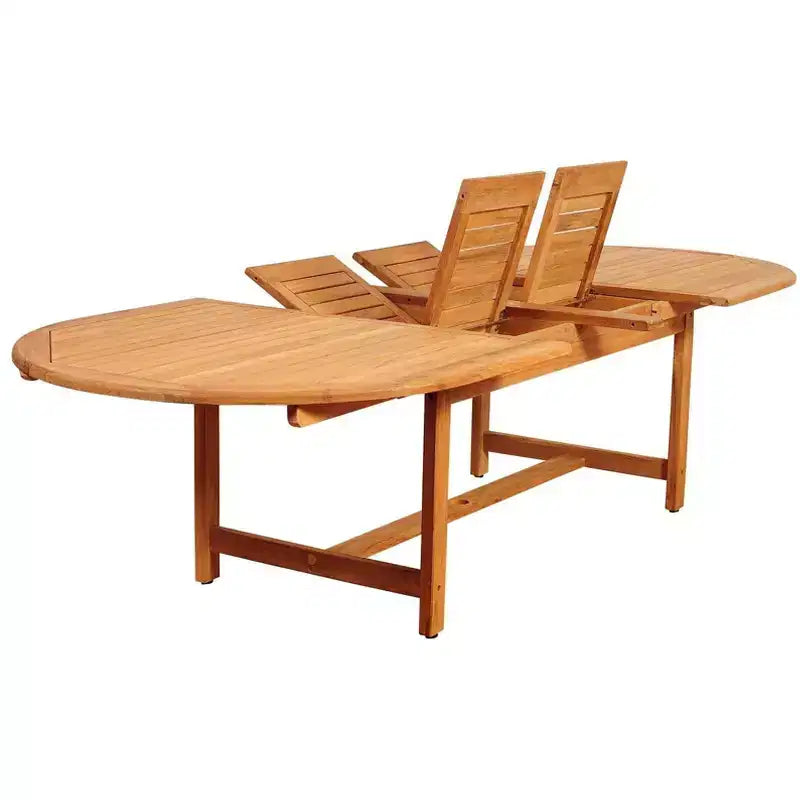 Ensemble de salle à manger d'extérieur ovale extensible double Noah 9 pièces en teck et osier - International Home Miami : Résistant aux intempéries