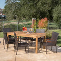 Lambert 7pc Acacia & Wicker Dining Set - Teak/Brown - Christopher Knight Home: With Galvanized Steel Hardware