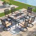 7pc Metal Patio Dining Set with Rectangular Table & 6 Swivel Chairs - Captiva Designs