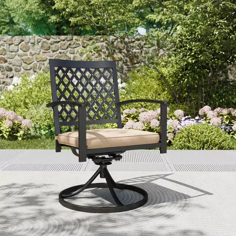 Ensemble de salle à manger d'extérieur 7 pièces en métal avec table rectangulaire et 6 chaises pivotantes - Captiva Designs