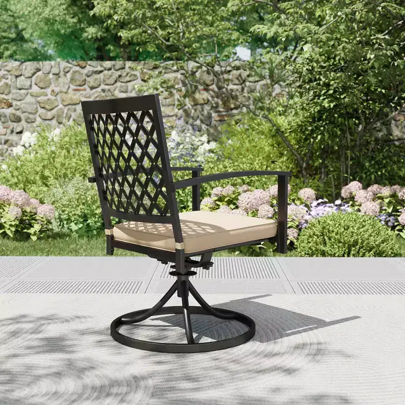 Ensemble de salle à manger d'extérieur 7 pièces en métal avec table rectangulaire et 6 chaises pivotantes - Captiva Designs