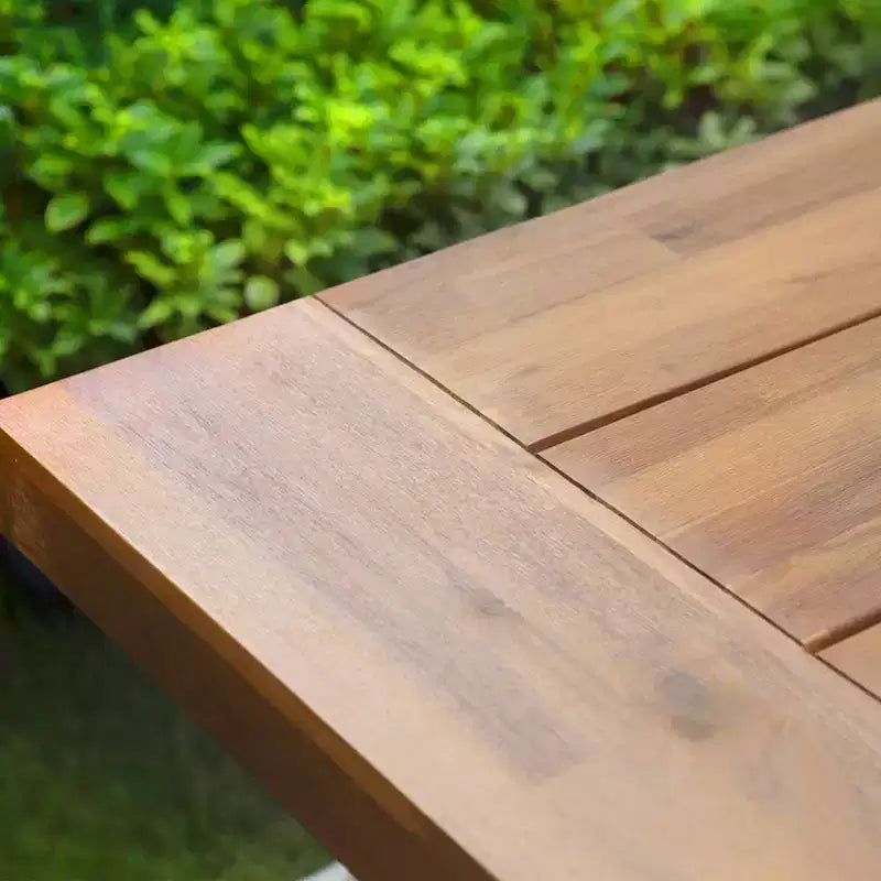 Ensemble de salle à manger 6 pièces pour patio : table en bois d'acacia, banc, 4 fauteuils en rotin – Captiva Designs