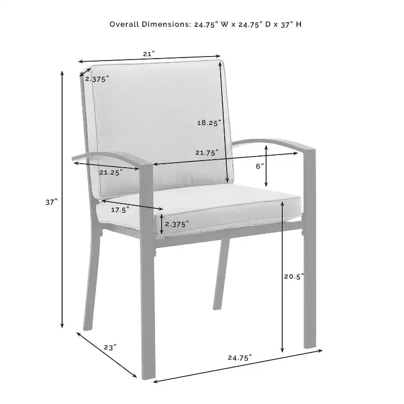 Ensemble de salle à manger d'extérieur 5 pièces Kaplan avec fauteuils Mist/Bronze huilé – Crosley : Cadre en acier, résistant aux UV, 4 places
