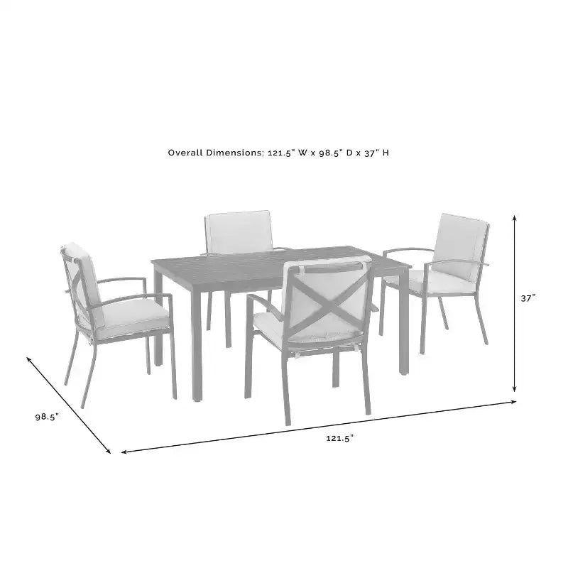 Ensemble de salle à manger d'extérieur 5 pièces Kaplan avec fauteuils Mist/Bronze huilé – Crosley : Cadre en acier, résistant aux UV, 4 places