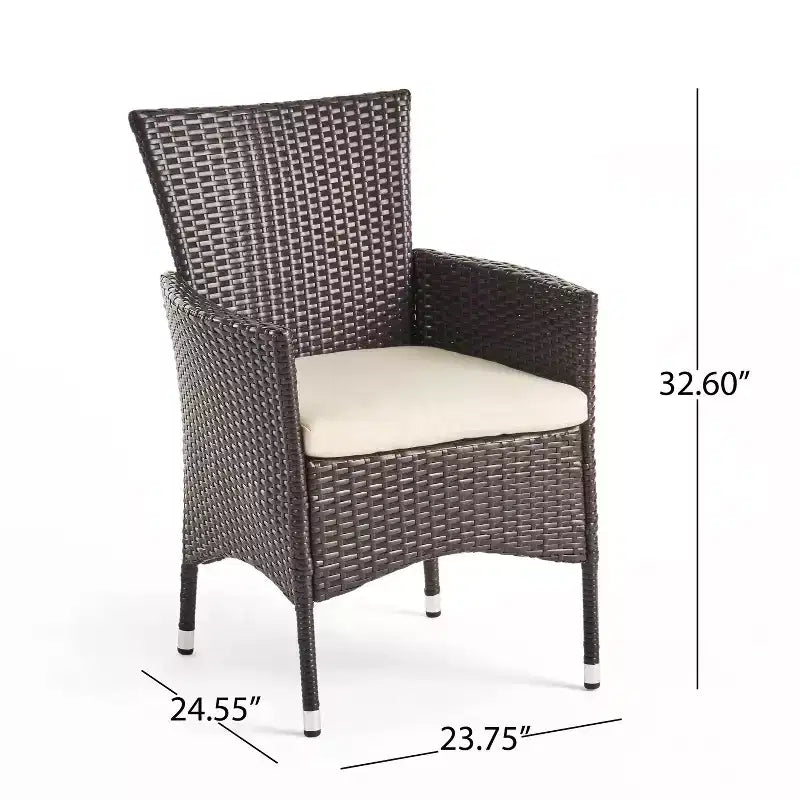 Ensemble de salle à manger 7 pièces en aluminium et osier Dion - Marron - Christopher Knight Home : Résistant aux intempéries avec coussins en polyester