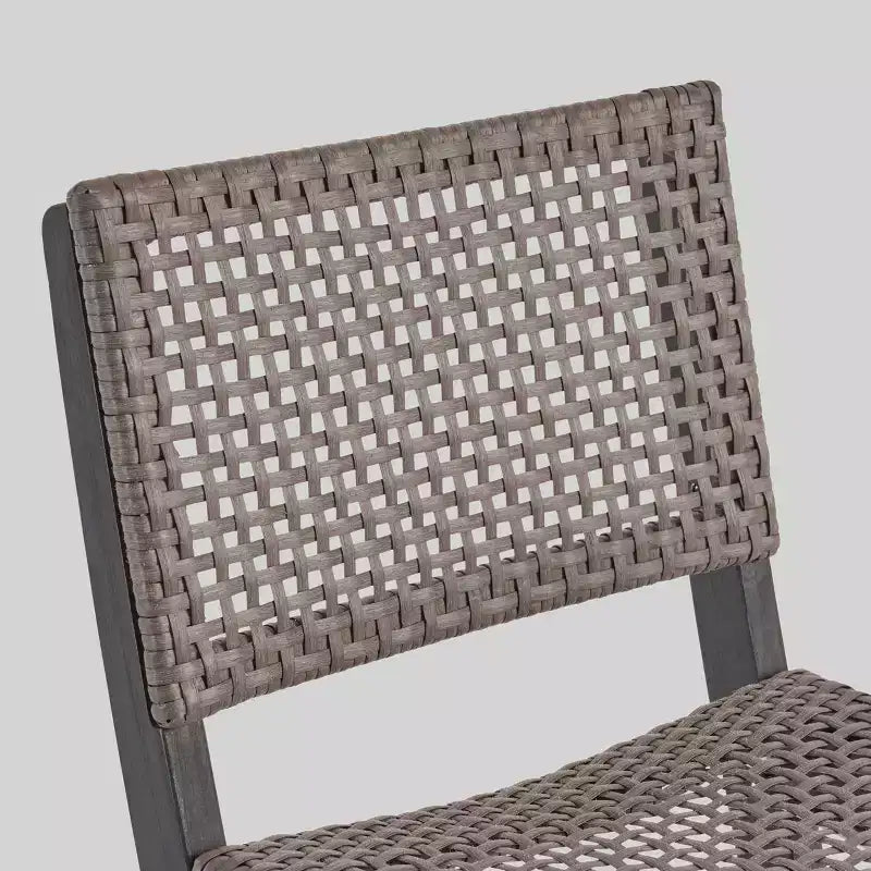 Ensemble de bar carré 3 pièces en bois et osier 26 po Polaris gris foncé – Christopher Knight Home : Ensemble de salle à manger de patio résistant aux intempéries avec 2 tabourets