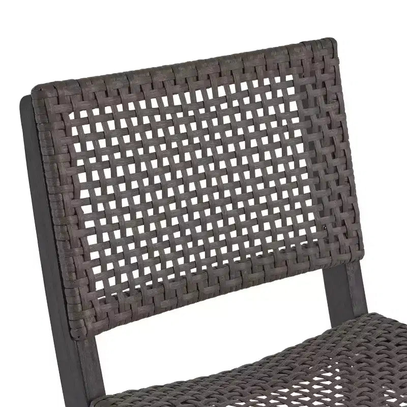 Ensemble de bar carré 3 pièces en bois et osier 26 po Polaris gris foncé – Christopher Knight Home : Ensemble de salle à manger de patio résistant aux intempéries avec 2 tabourets