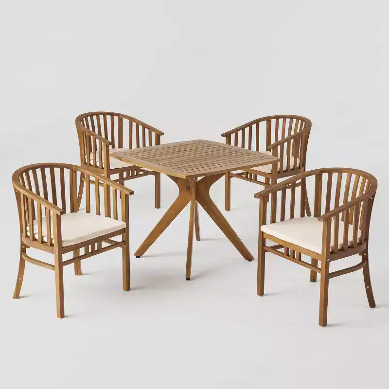 Ensemble de salle à manger carré 5 pièces en bois d'acacia Alondra - Teck - Christopher Knight Home