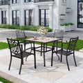 5pc Patio Table & Metal Chairs with Square Design - Captiva Designs