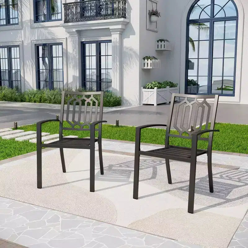 Ensemble de patio 5 pièces avec table et chaises en métal au design carré - Captiva Designs