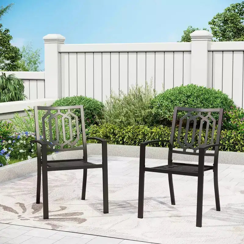 Ensemble de patio 5 pièces avec table et chaises en métal au design carré - Captiva Designs