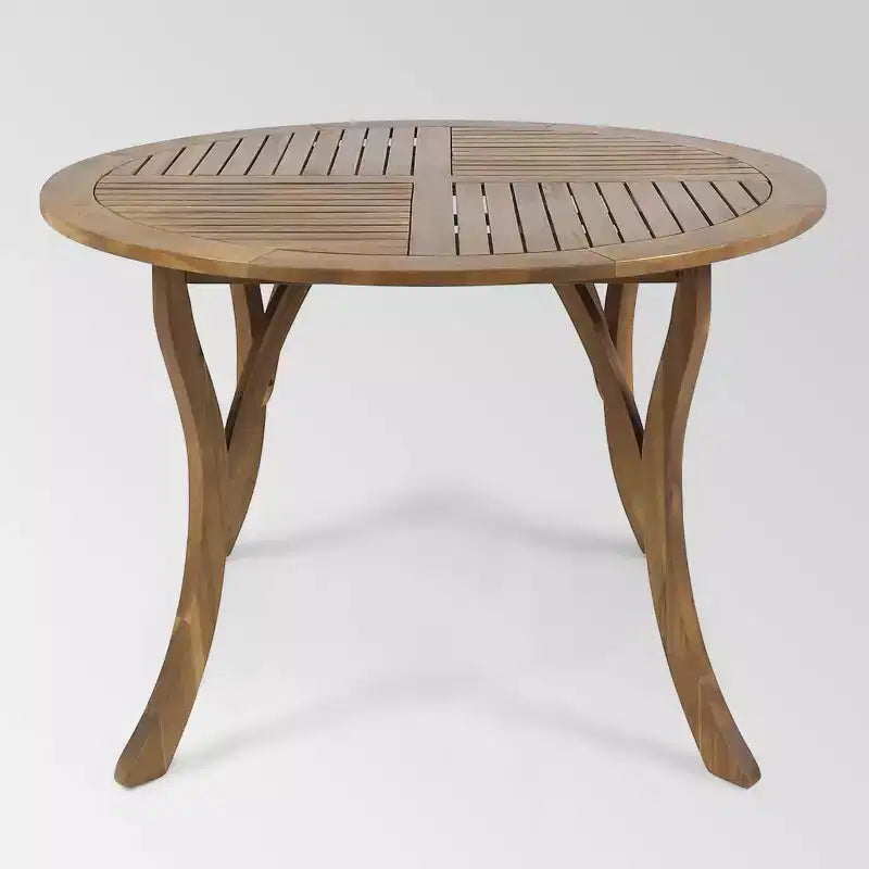 Ensemble de salle à manger rond 5 pièces en bois d'acacia Wells, finition teck - Christopher Knight Home : Meubles de patio résistants aux intempéries