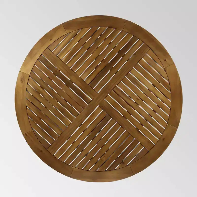 Ensemble de salle à manger rond 5 pièces en bois d'acacia Wells, finition teck - Christopher Knight Home : Meubles de patio résistants aux intempéries