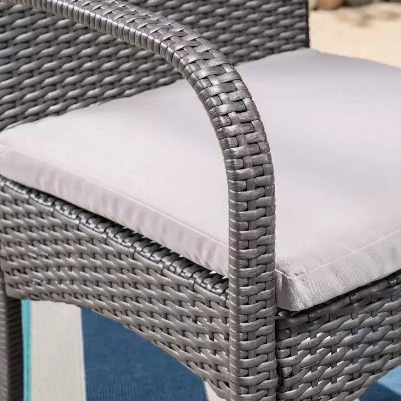 Ensemble de salle à manger en osier 7 pièces Harlowe - Gris/Gris - Christopher Knight Home : Comprend 6 fauteuils et un plateau de table en PEHD