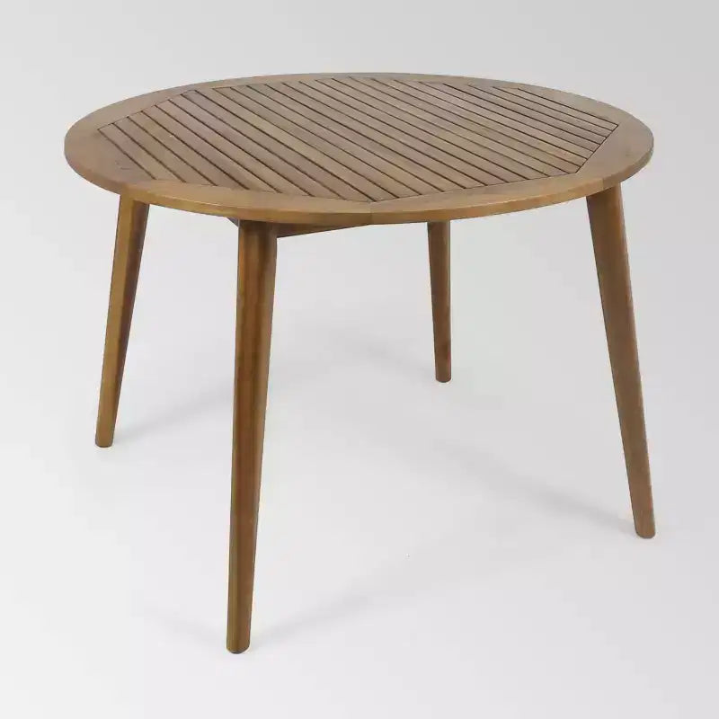 Ensemble de salle à manger d'extérieur 5 pièces en bois d'acacia Pines - Teck/Crème - Christopher Knight Home, résistant aux intempéries : Ensemble de meubles de patio pour 4 personnes