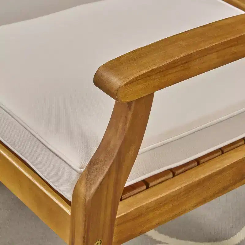 Ensemble de salle à manger d'extérieur 5 pièces en bois d'acacia Pines - Teck/Crème - Christopher Knight Home, résistant aux intempéries : Ensemble de meubles de patio pour 4 personnes
