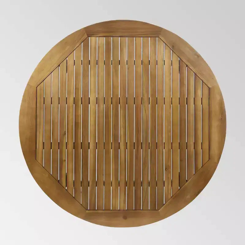Ensemble de salle à manger d'extérieur 5 pièces en bois d'acacia Pines - Teck/Crème - Christopher Knight Home, résistant aux intempéries : Ensemble de meubles de patio pour 4 personnes