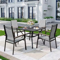 5pc Patio Dining Set with Mesh Square Table & Aluminum Frame Sling Chairs - Captiva Designs: Outdoor Furniture Ensemble