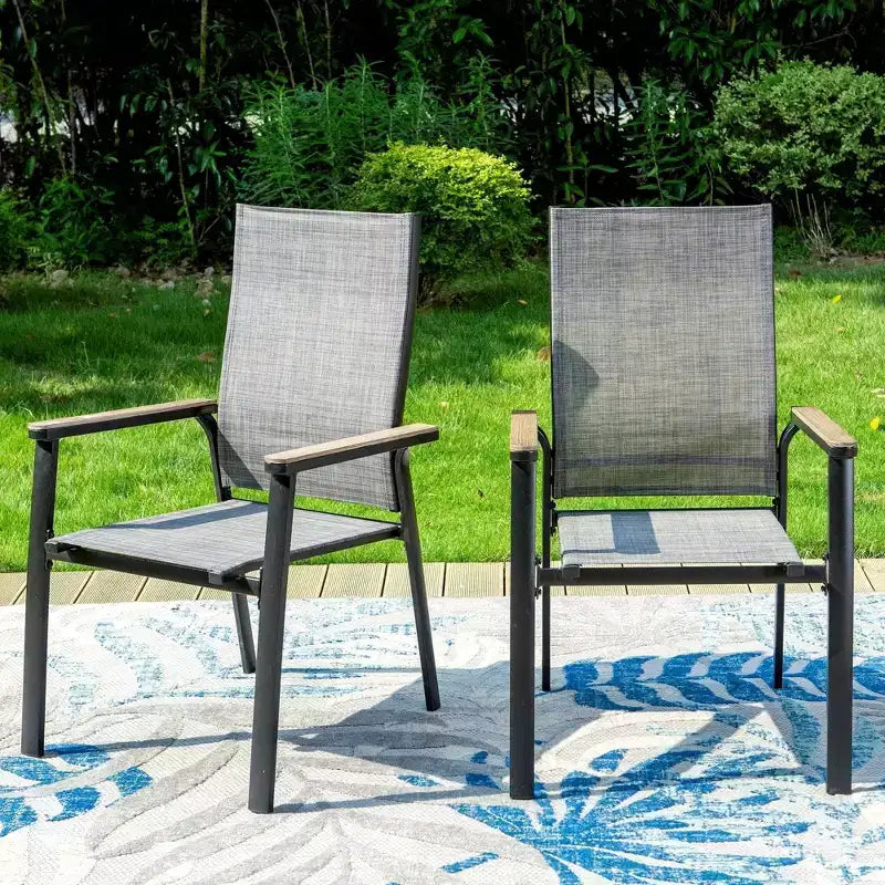 Ensemble de salle à manger 5 pièces pour patio avec table carrée en maille et chaises à dossier en maille avec cadre en aluminium - Captiva Designs : Ensemble de mobilier d'extérieur
