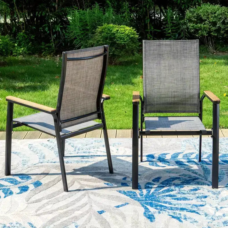 Ensemble de salle à manger 5 pièces pour patio avec table carrée en maille et chaises à dossier en maille avec cadre en aluminium - Captiva Designs : Ensemble de mobilier d'extérieur