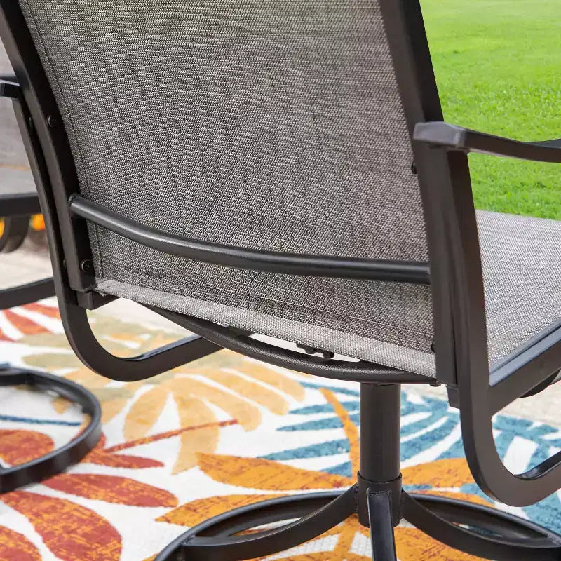 Ensemble de salle à manger 9 pièces avec table extensible en acier et chaises pivotantes à 360° en textilène - Captiva Designs : Salon de jardin