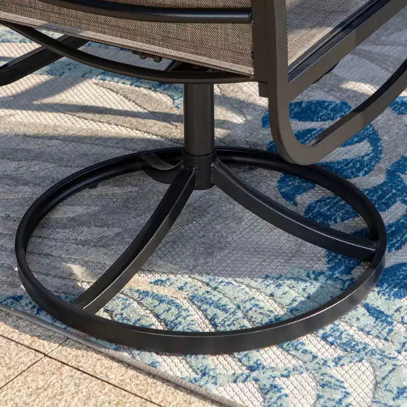Ensemble de salle à manger 9 pièces avec table extensible en acier et chaises pivotantes à 360° en textilène - Captiva Designs : Salon de jardin