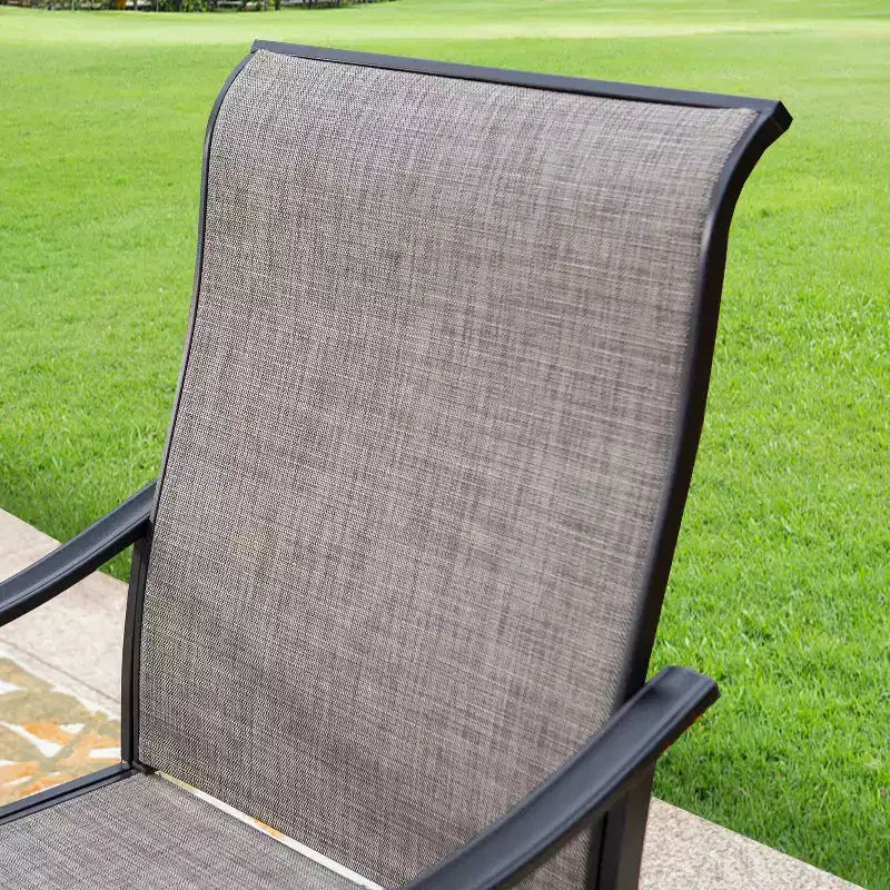 Ensemble de salle à manger 9 pièces avec table extensible en acier et chaises pivotantes à 360° en textilène - Captiva Designs : Salon de jardin