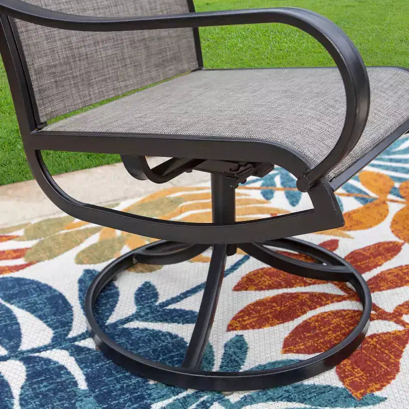 Ensemble de salle à manger 9 pièces avec table extensible en acier et chaises pivotantes à 360° en textilène - Captiva Designs : Salon de jardin