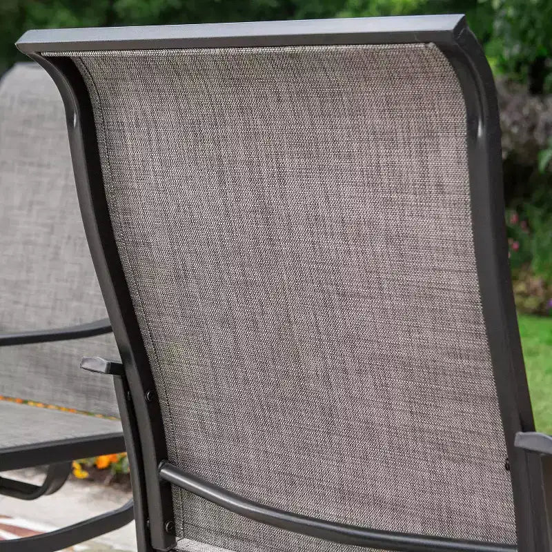 Ensemble de salle à manger 9 pièces avec table extensible en acier et chaises pivotantes à 360° en textilène - Captiva Designs : Salon de jardin