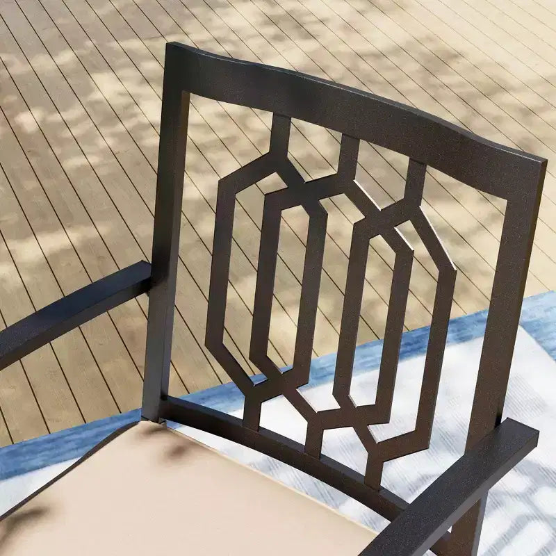 Ensemble de salle à manger d'extérieur 7 pièces avec table rectangulaire et trou pour parasol de 4 cm et fauteuils pivotants rembourrés - Captiva Design