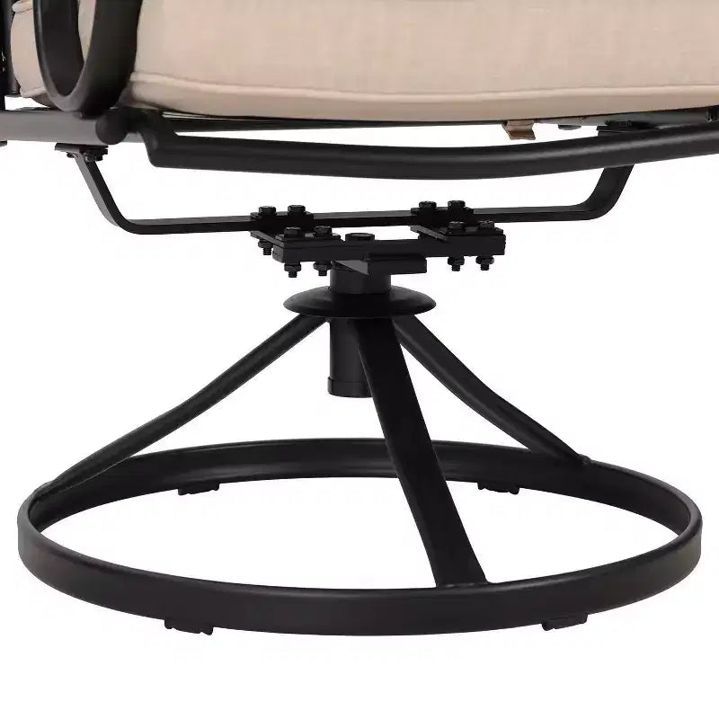 Ensemble de salle à manger d'extérieur 5 pièces avec chaises pivotantes avec coussins d'assise et de dossier épais et plateau de table carré en faux bois avec trou pour parasol - Captiva Designs