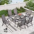 7pc Outdoor Dining Set with 7 Position Adjustable Chairs & Metal Frame Table with Umbrella Hole - Captiva Designs