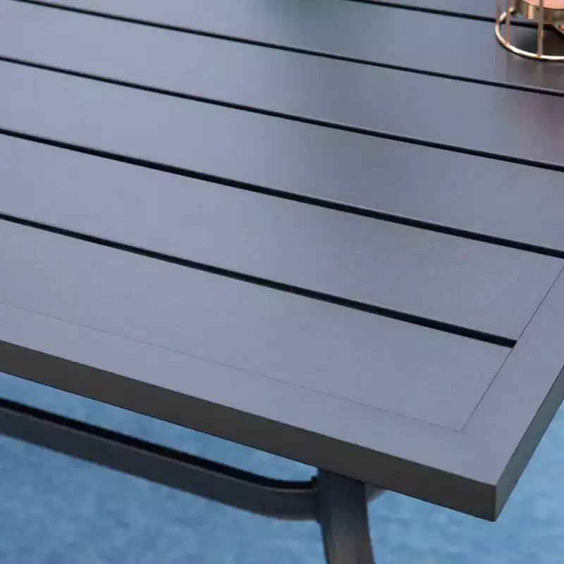 Ensemble de salle à manger d'extérieur 7 pièces avec chaises réglables 7 positions et table à cadre métallique avec trou pour parasol - Captiva Designs