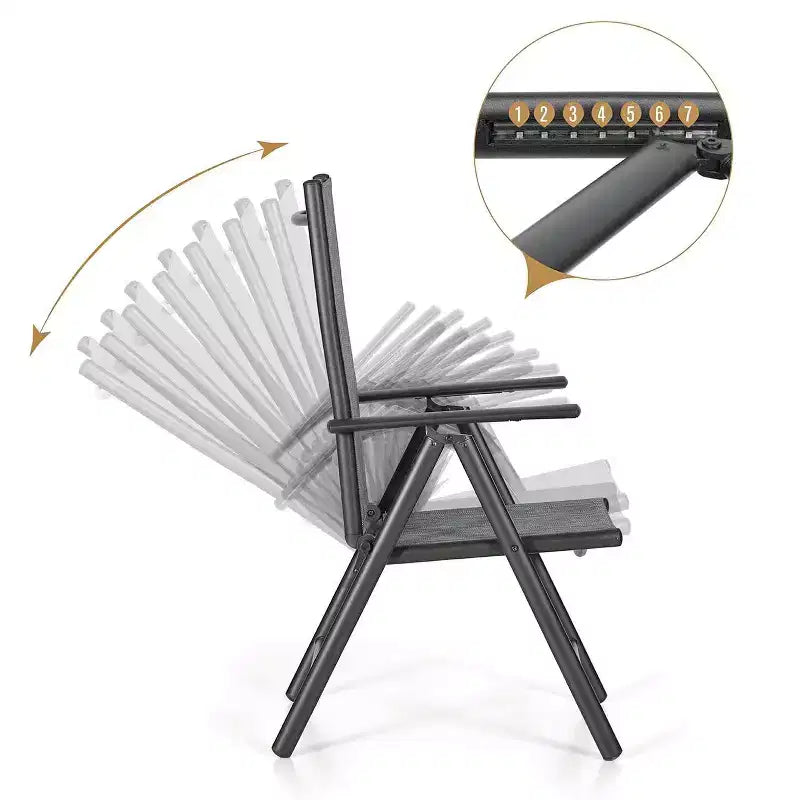 Ensemble de salle à manger d'extérieur 7 pièces avec chaises réglables 7 positions et table à cadre métallique avec trou pour parasol - Captiva Designs