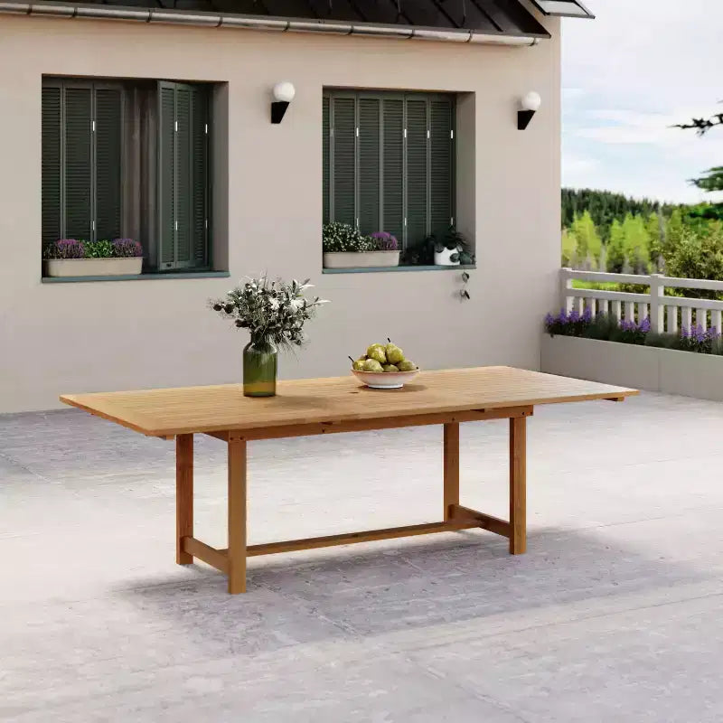 Ensemble de salle à manger d'extérieur rectangulaire extensible Amazonia Lapa 7 pièces en aluminium et bois finition teck 100 % noir
