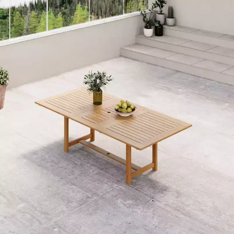 Ensemble de salle à manger d'extérieur rectangulaire extensible Amazonia Lapa 7 pièces en aluminium et bois finition teck 100 % noir