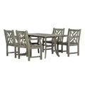 Azen 5pc Outdoor Reynard Durable Farmhouse Acacia Hardwood Dining Set Gray Wash