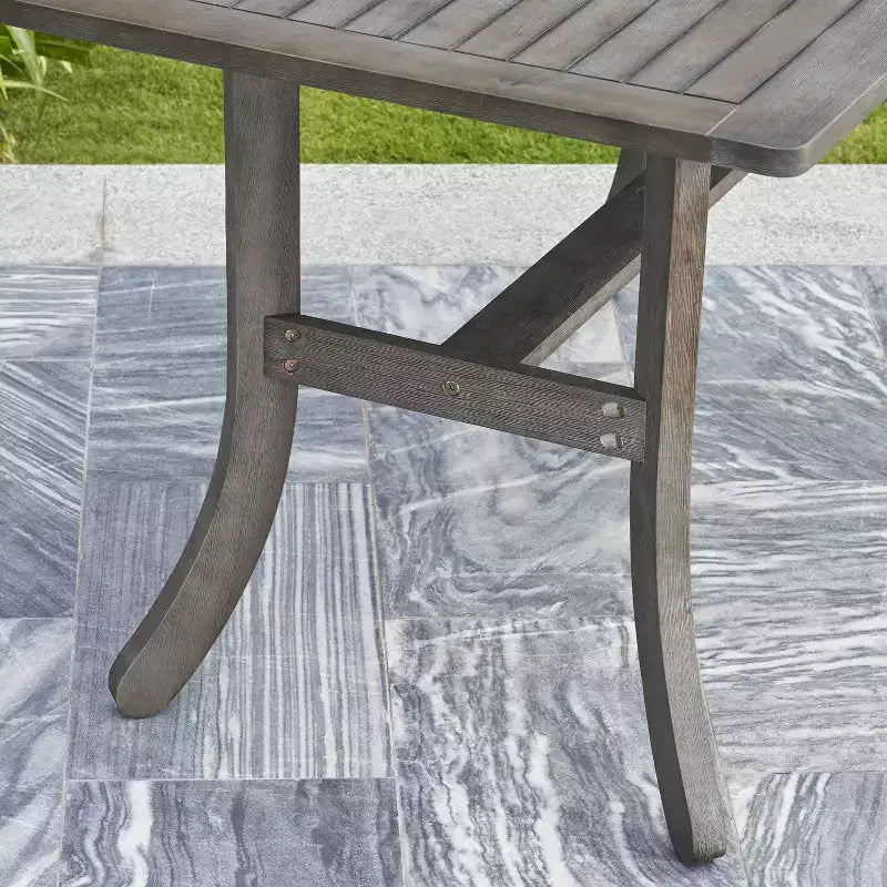 Azen Ensemble de salle à manger d'extérieur 5 pièces en acacia durable finition bois de grange, couleur gris lavé