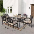 7pc Outdoor Dining Set: Weather-Resistant Steel Frame & Faux Wood - Captiva Designs