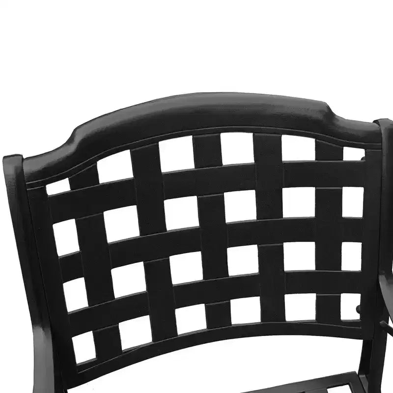 Ensemble de salle à manger d'extérieur moderne rectangulaire en aluminium maillé de 241 cm avec 8 chaises à accoudoirs à motif quadrillé - Noir - Oakland Living