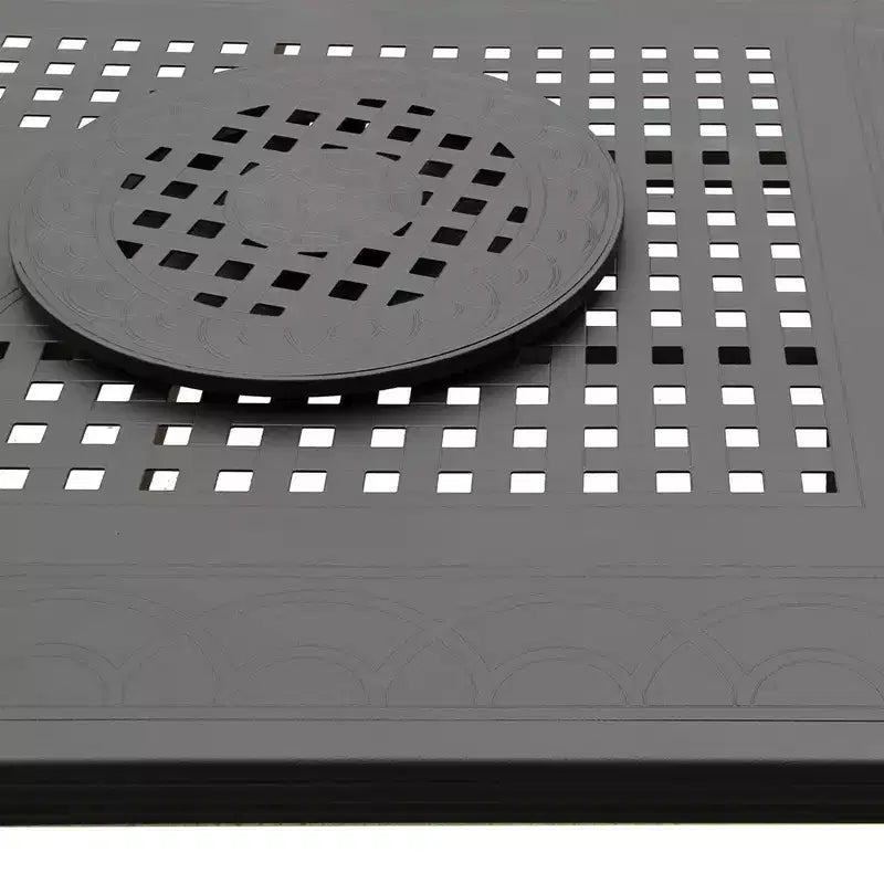 Ensemble de salle à manger d'extérieur 9 pièces avec grande table rectangulaire en aluminium à maille ornée moderne de 213 cm et chaises modernes - Noir - Oakland Living