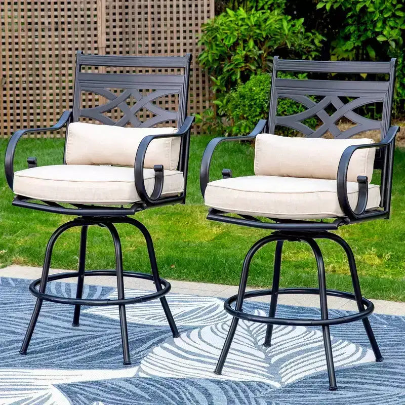 Ensemble extérieur 3 pièces avec tabourets pivotants et table en métal : Captiva Designs, résistant aux intempéries, résistant aux UV
