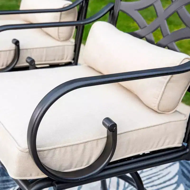 Ensemble extérieur 3 pièces avec tabourets pivotants et table en métal : Captiva Designs, résistant aux intempéries, résistant aux UV