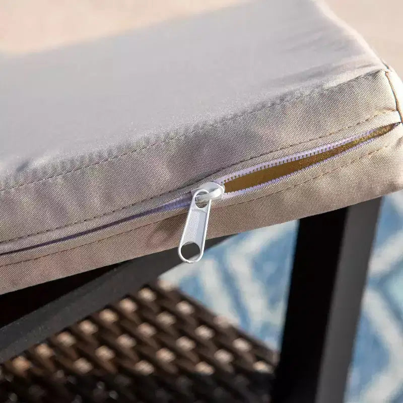 Ensemble de salle à manger d'extérieur 9 pièces avec table extensible et chaises en rotin tressé - Beige - Captiva Designs : Cadre en acier thermolaqué, résistant aux intempéries