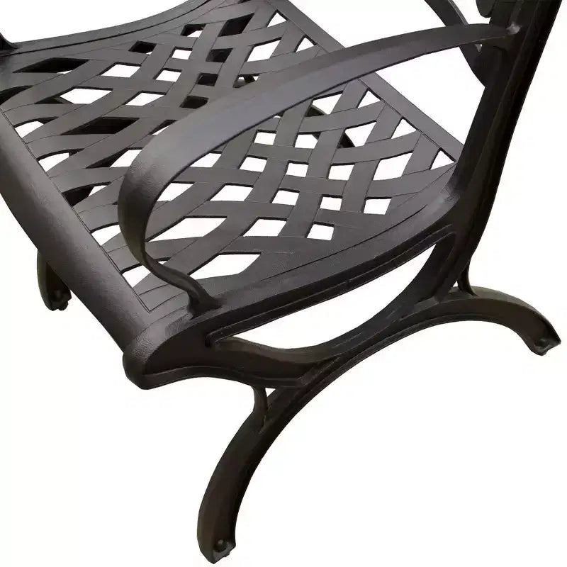 Ensemble de salle à manger de patio 5 pièces avec table ronde en aluminium maillé ornée de 48 po et chaises de luxe - Noir - Oakland Living : Résistant aux UV, non pliable